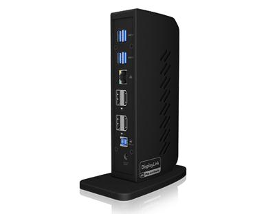ICY BOX IB-DK2252AC Bedraad USB 3.2 Gen 1 (3.1 Gen 1) Type-C Zwart