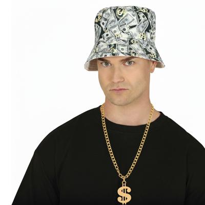 Verkleedset Rapper - feest hoedje en dollar teken ketting - carnaval en foute party