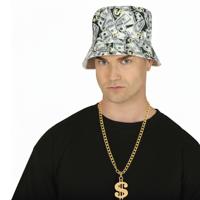Verkleedset Rapper - feest hoedje en dollar teken ketting - carnaval en foute party