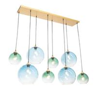 QAZQA Hanglamp messing met blauw en groen glas 8-lichts - Sandra - thumbnail