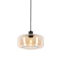 QAZQA Art Deco hanglamp zwart met amber glas - Bizle - thumbnail