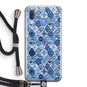 Blauw motief: Samsung Galaxy A40 Transparant Hoesje met koord