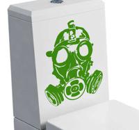 Sticker decoratie gasmasker WC - thumbnail