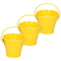 Citronella kaarsen - in zink potje - set 3x - geel - 5 branduren