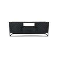 HSM Collection-TV Meubel Verona 2 Deur 1 La-150x40x55-Zwart-Mango/Metaal