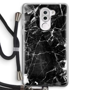 Zwart Marmer 2: Honor 6X Transparant Hoesje met koord