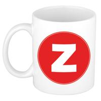Koffie mok met de letter Z - beker - rood - eerste letter van een voornaam - wit - 300 ml