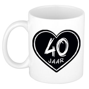 Cadeau mok/beker - 40 jaar - verjaardag - keramiek - 300 ml   -