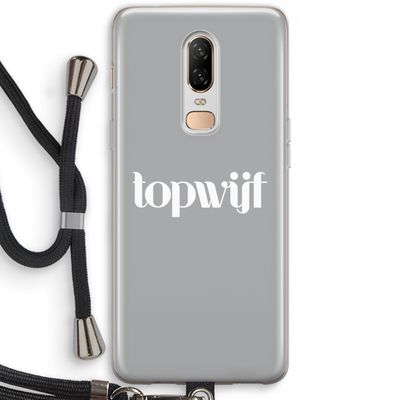 Topwijf Grijs Wit: OnePlus 6 Transparant Hoesje met koord