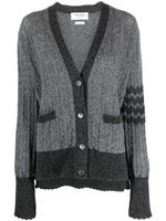 Thom Browne cardigan en maille torsadée à détail 4 bandes signature - Gris - thumbnail