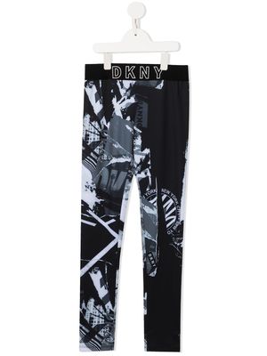 Dkny Kids legging à logo imprimé - Noir