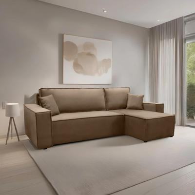 2dekans Slaapbank Karlo - Velvet Beige - L-Hoekbank 3-zits met opbergruimte - Universeel | Niet in originele verpakking - Kans op schade)