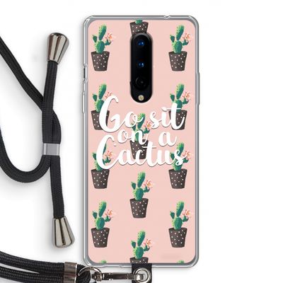 Cactus quote: OnePlus 8 Transparant Hoesje met koord