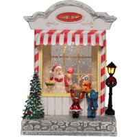 Anna's Collection Snowglobe speelgoedwinkel - met kerstman - 22 cm - sneeuwbol?lantaarn