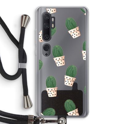 Cactusprint roze: Xiaomi Mi Note 10 Pro Transparant Hoesje met koord