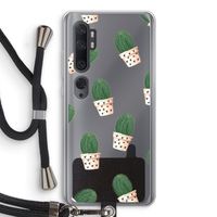 Cactusprint roze: Xiaomi Mi Note 10 Pro Transparant Hoesje met koord