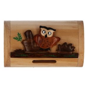 Houten spaarpot uil 10 cm