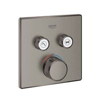 Inbouwkraan Grohe Grohtherm Smart Control Thermostaatkraan met 3-weg Omstelling Vierkant 3 Knop Hard Graphite Geborsteld - thumbnail