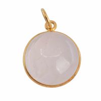 Edelsteen Hanger Rond Liefde - Rozenkwarts - 925 Zilver & Verguld (15