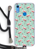 Flamingoprint groen: Huawei Y6s Transparant Hoesje met koord
