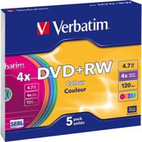 Verbatim 43297 DVD+RW disc 4.7 GB 5 stuk(s) Slimcase Gekleurd - thumbnail