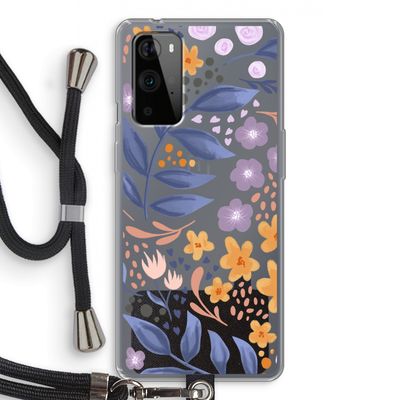 Flowers with blue leaves: OnePlus 9 Pro Transparant Hoesje met koord