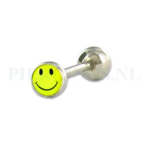 Tongpiercing logo Smiley 6 mm bal