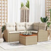 Tuinbankenset met kussen 5 pcs Beige poly rattan