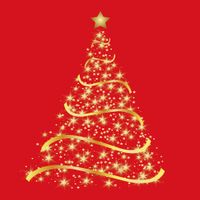 Ambiente kerst thema servetten - 20x st - 33 x 33 cm - rood - kerstboom   - - thumbnail