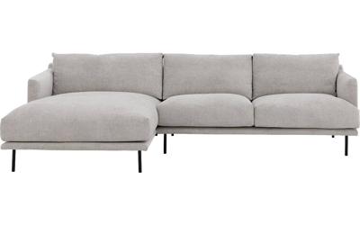 Goossens Bank Luxor Stof groen, stof, 2,5-zits, modern design met chaise longue links