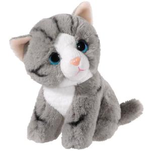 Pluche grijze kat/poes knuffel - 14 cm - speelgoed katten   -