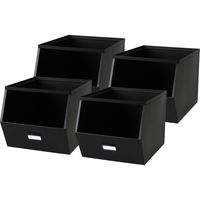Stapelbare opbergmand Open Metal Box - 4x - L23 x B32 x H21 cm - metaal - zwart Stapelbare opbergmand Open Metal Box - 4x - L23 x B32 x H21 cm - metaal - zwart