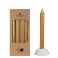 Potlood kaarsen set 4 stuks dia. 2.2 x H 20 cm metallic goud - Hortus