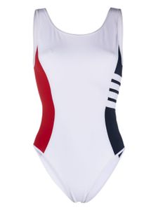 Thom Browne 4-Bar colour-block swimsuit - Blanc