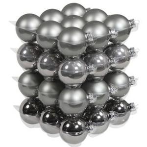 Kerstballen - 36x st - titanium grijs tinten - D6 cm - glas - mat/glans - kerstversiering