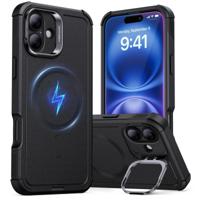 iPhone 16 Plus Cyber Tough Case with Stash Stand (HaloLock) - Black