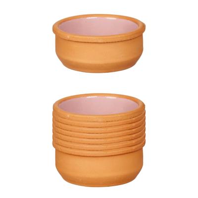 Tapas/creme brulee serveer schaaltjes - 12x - mini - terracotta/roze - 8 x 4 cm