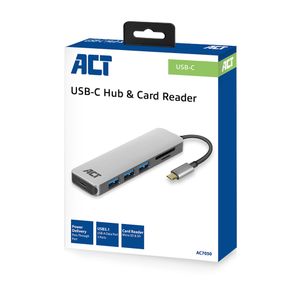 ACT AC7050 interface hub USB 3.2 Gen 1 (3.1 Gen 1) Type-C 5000 Mbit/s Grijs