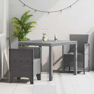 Tuin Eetset 3 pcs Lichtgrijs 100 x 100 x 73 cm Kunststof