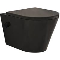 Wandcloset Wiesbaden Vesta | 52 cm | Rimless | Bidet functie-warm en koud water | Incl.Toiletzitting | Keramiek | Mat zwart Wandcloset Wiesbaden Vesta | 52 cm | Rimless | Bidet functie-warm en koud water | Incl.Toiletzitting | Keramiek | Mat zwart
