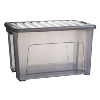 Opslagbox met deksel - transparant grijs - 47 liter - 54 x 38 x 32 cm - kunststof Opslagbox met deksel - transparant grijs - 47 liter - 54 x 38 x 32 cm - kunststof