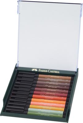 Faber Castell Tekenstift Pitt Artist Pen Brush - set 12 stuks - Earth Tones