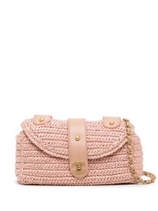 CHANEL Pre-Owned sac porté épaule CC en raphia tressé - Rose