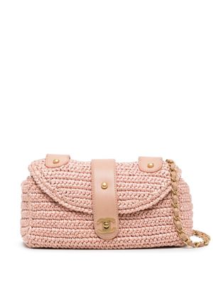 CHANEL Pre-Owned sac porté épaule CC en raphia tressé - Rose