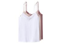 esmara Set van 3 dames spaghettitops (Roze/wit, L (44/46))