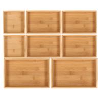 Lade bakjes organiseer set - 8x delig - bamboe hout - opbergsysteem - 65 x 54 cm