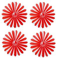 Decoratie waaiers - 4x - rood/wit - Dia 35 cm - Hangende versieringen/Feestartikelen