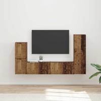 Tv-meubelset Wandgemonteerd 4 pcs Oudhout Bewerkt hout