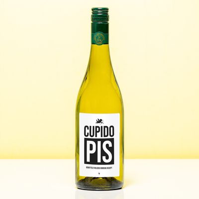 Wijnfles Cupido pis