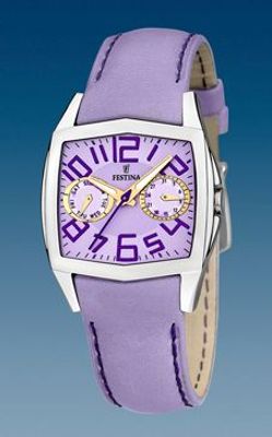 Festina horlogeband F16263-4 Leder Paars + paars stiksel